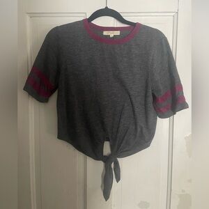 Rewind Charcoal and Magenta Tie-Front Tee